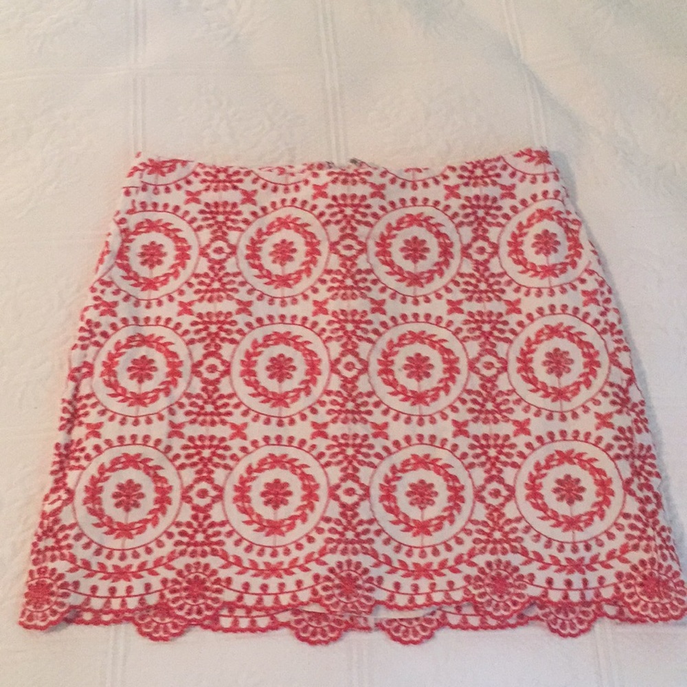 LOFT orange and white skirt - embroidered
